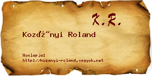 Kozányi Roland névjegykártya